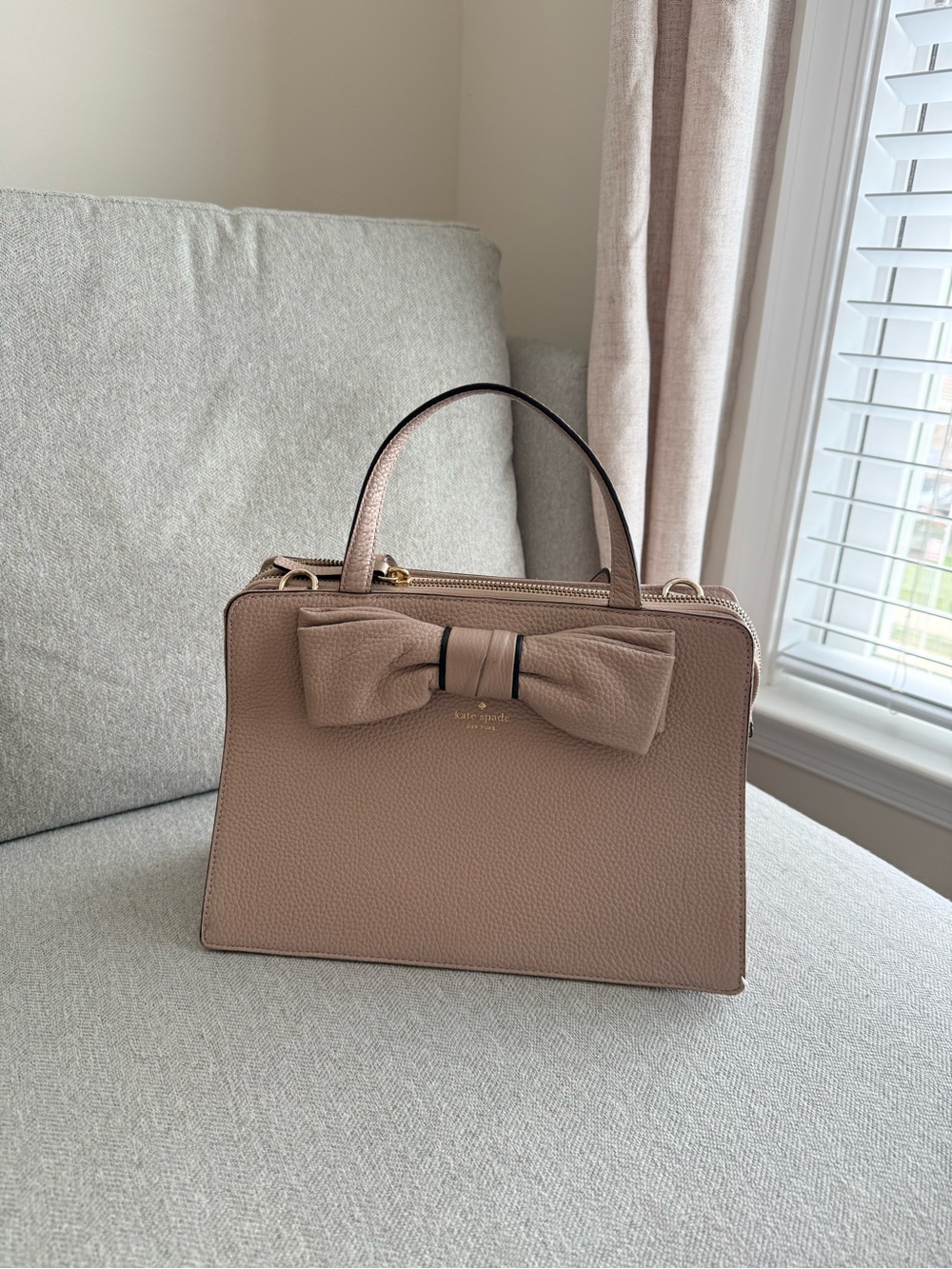 kate spade Blush Taupe Bow-Accent Satchel